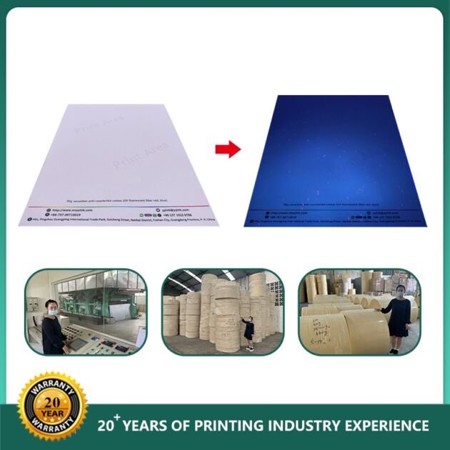 Security Banknote UV Fiber And Watermark Paper