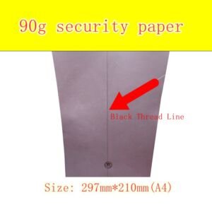 2022 90gram security paper whit black thread line waterproof paper